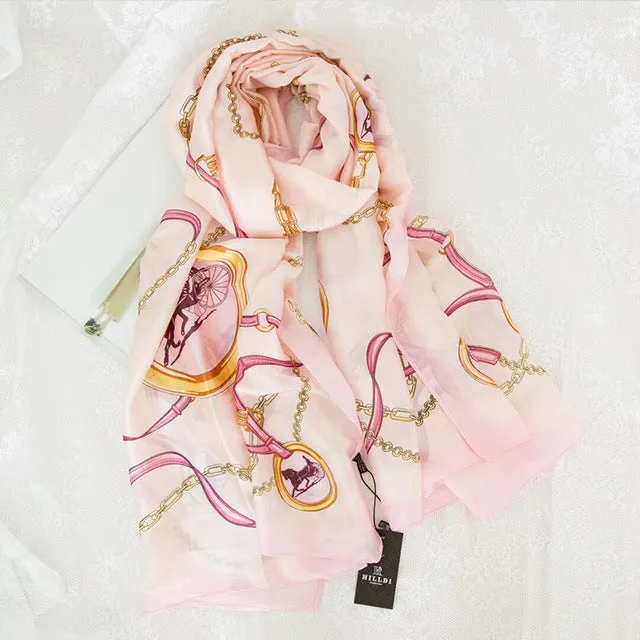 180X90cm Women Retro Elegant Printed Headscarf Simulation Silk Carriage Belt Summer Sunscreen Long Silk Scarf Female 2020 Spring