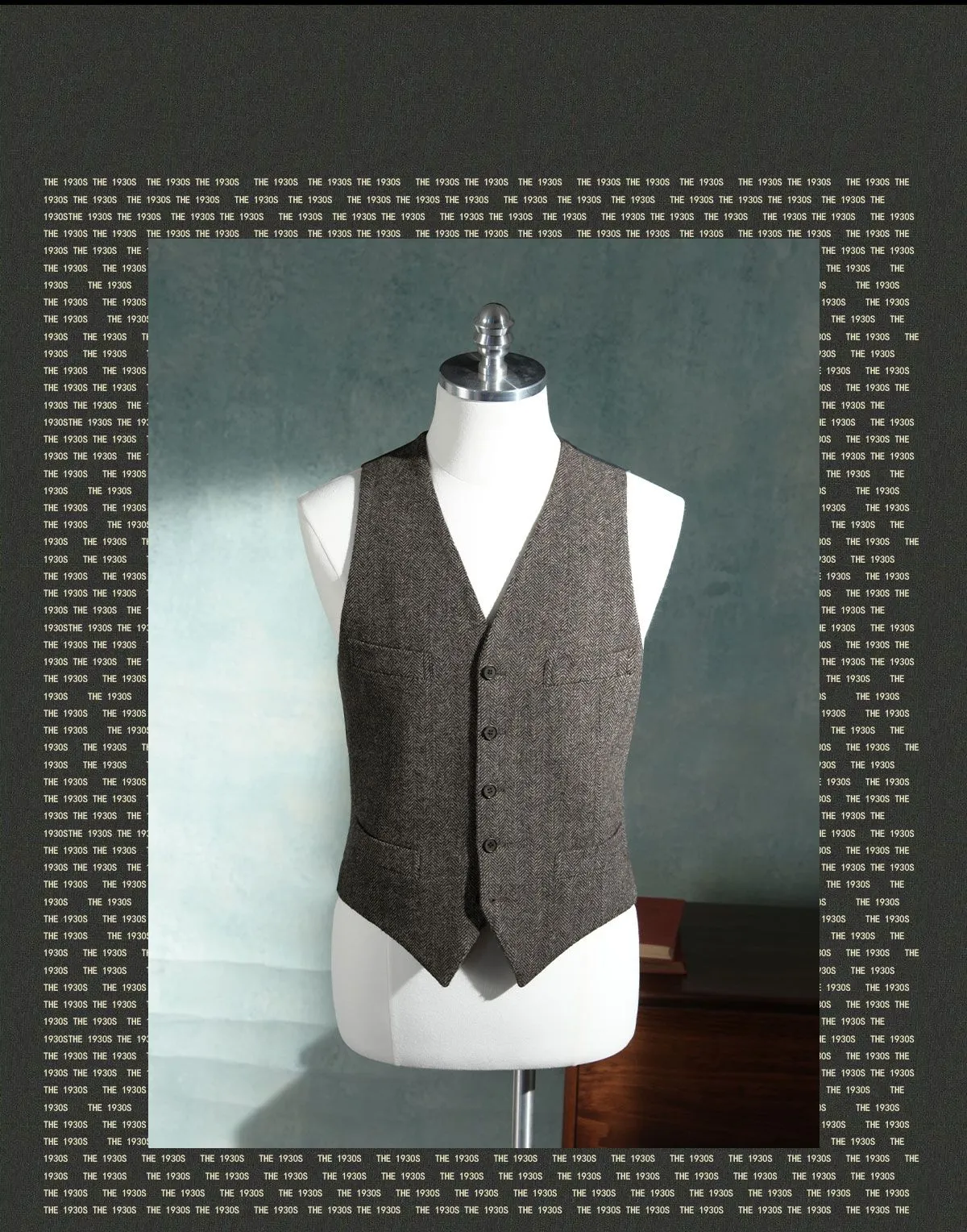 1930s Herringbone Wool Vest