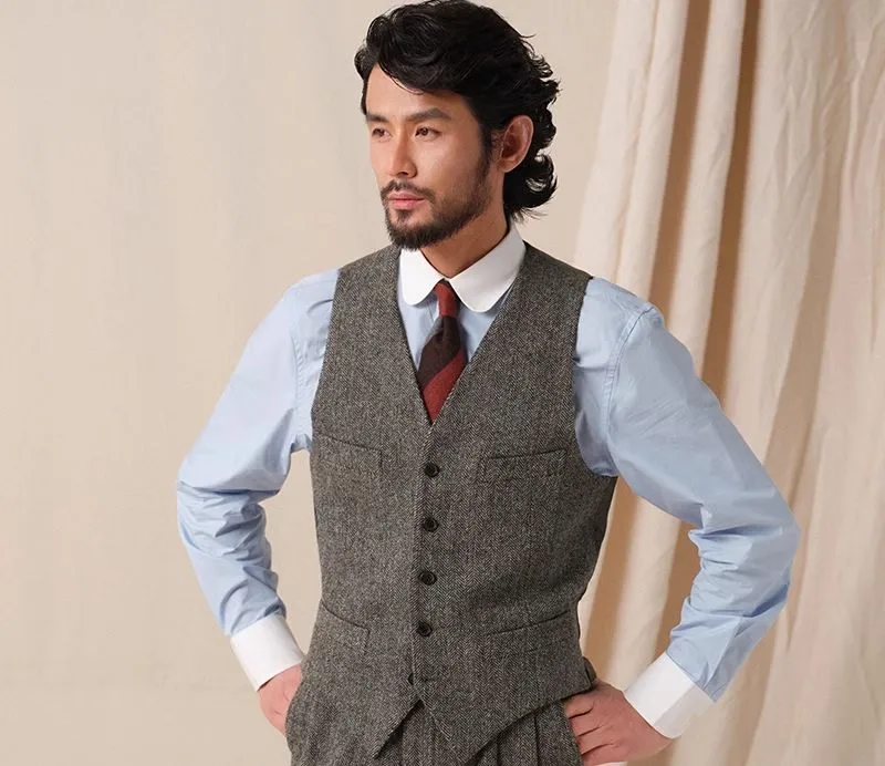 1930s Herringbone Wool Vest