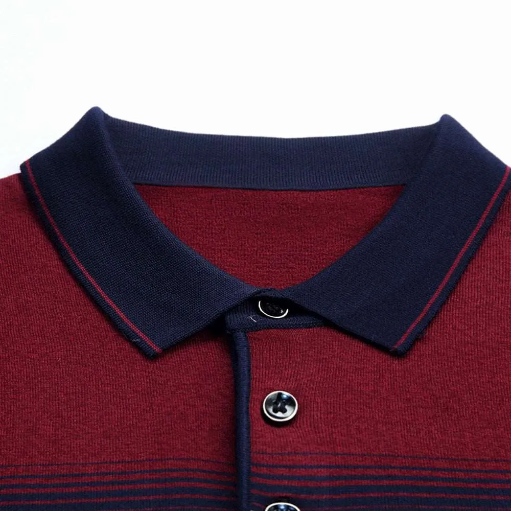 2023 Brand Short Sleeve Polo Tee Shirt Men Casual Summer Striped