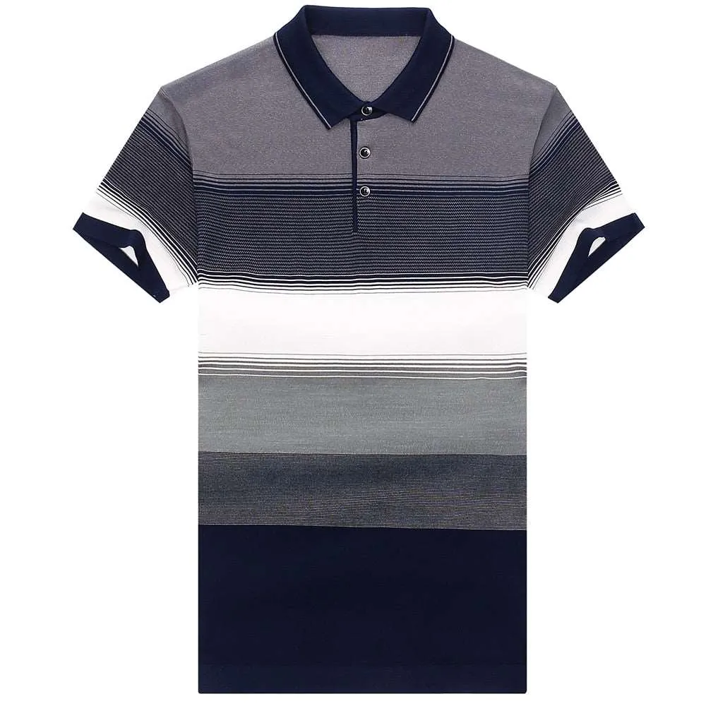2023 Brand Short Sleeve Polo Tee Shirt Men Casual Summer Striped