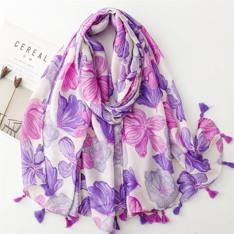 2024 Spain Petal Floral Tassel Muslim Hijab