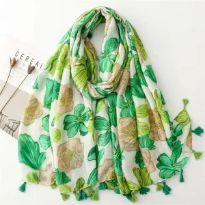 2024 Spain Petal Floral Tassel Muslim Hijab