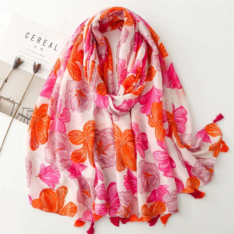 2024 Spain Petal Floral Tassel Muslim Hijab