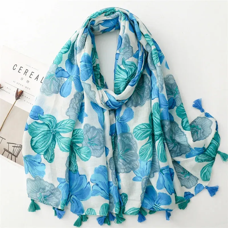 2024 Spain Petal Floral Tassel Muslim Hijab