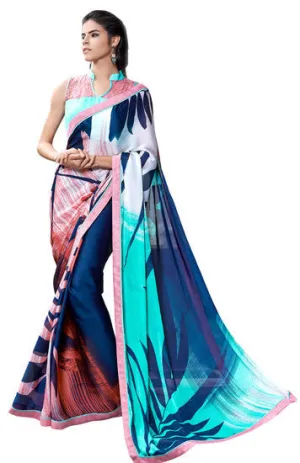 A Blossom Flavourish Coloured Fashionable Digital Printed Saptrangi Black Party wear saree