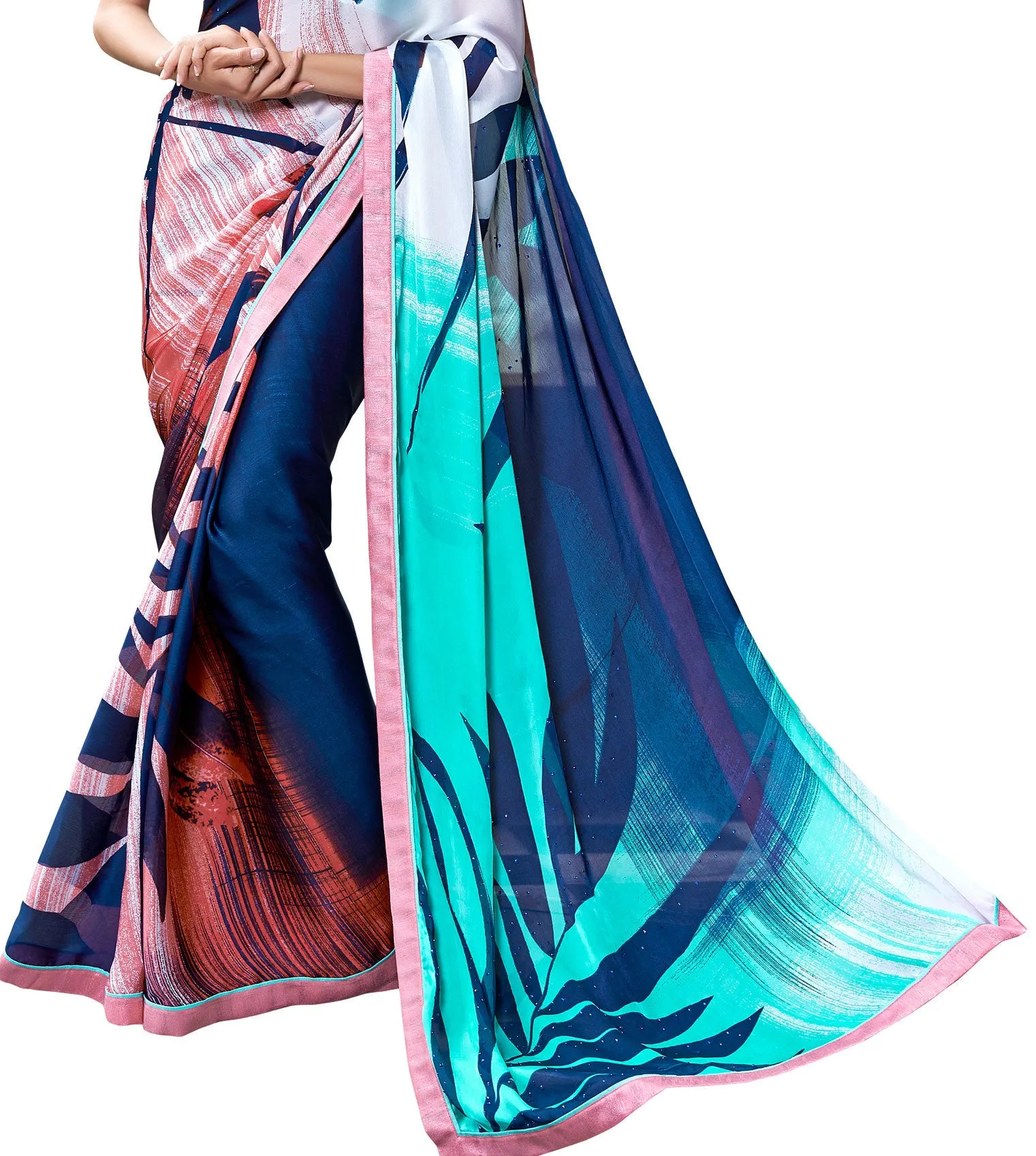 A Blossom Flavourish Coloured Fashionable Digital Printed Saptrangi Black Party wear saree