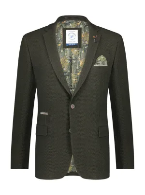 A Fish Named Fred Herringbone Blazer in Dark Green