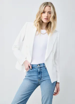 Alicya Double Breasted - White Button Blazer