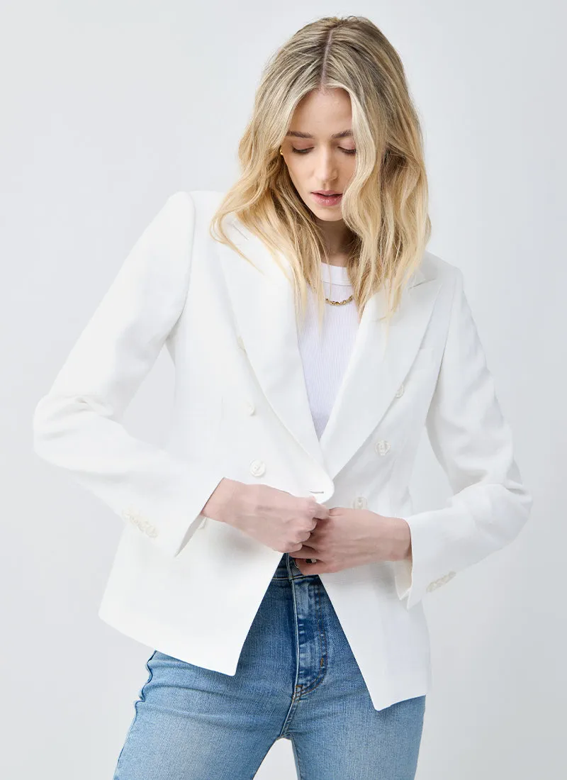 Alicya Double Breasted - White Button Blazer