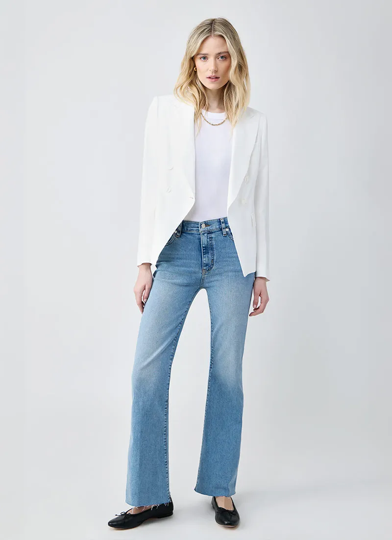 Alicya Double Breasted - White Button Blazer