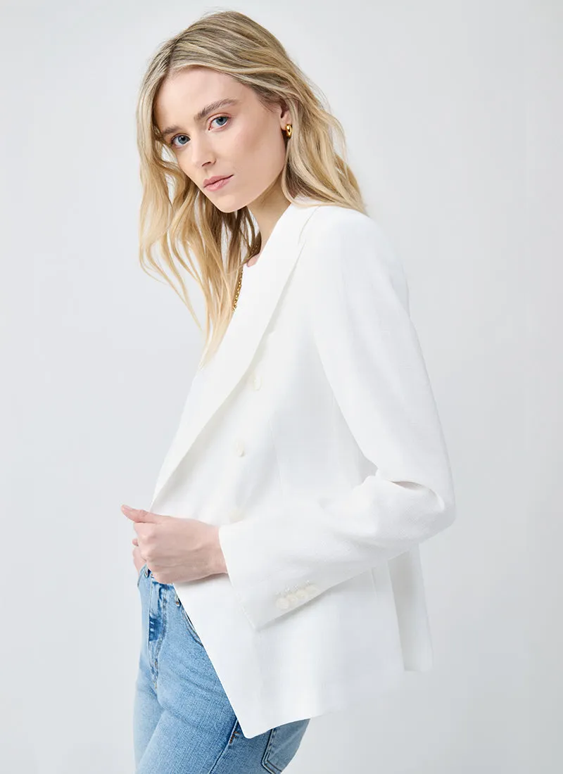 Alicya Double Breasted - White Button Blazer
