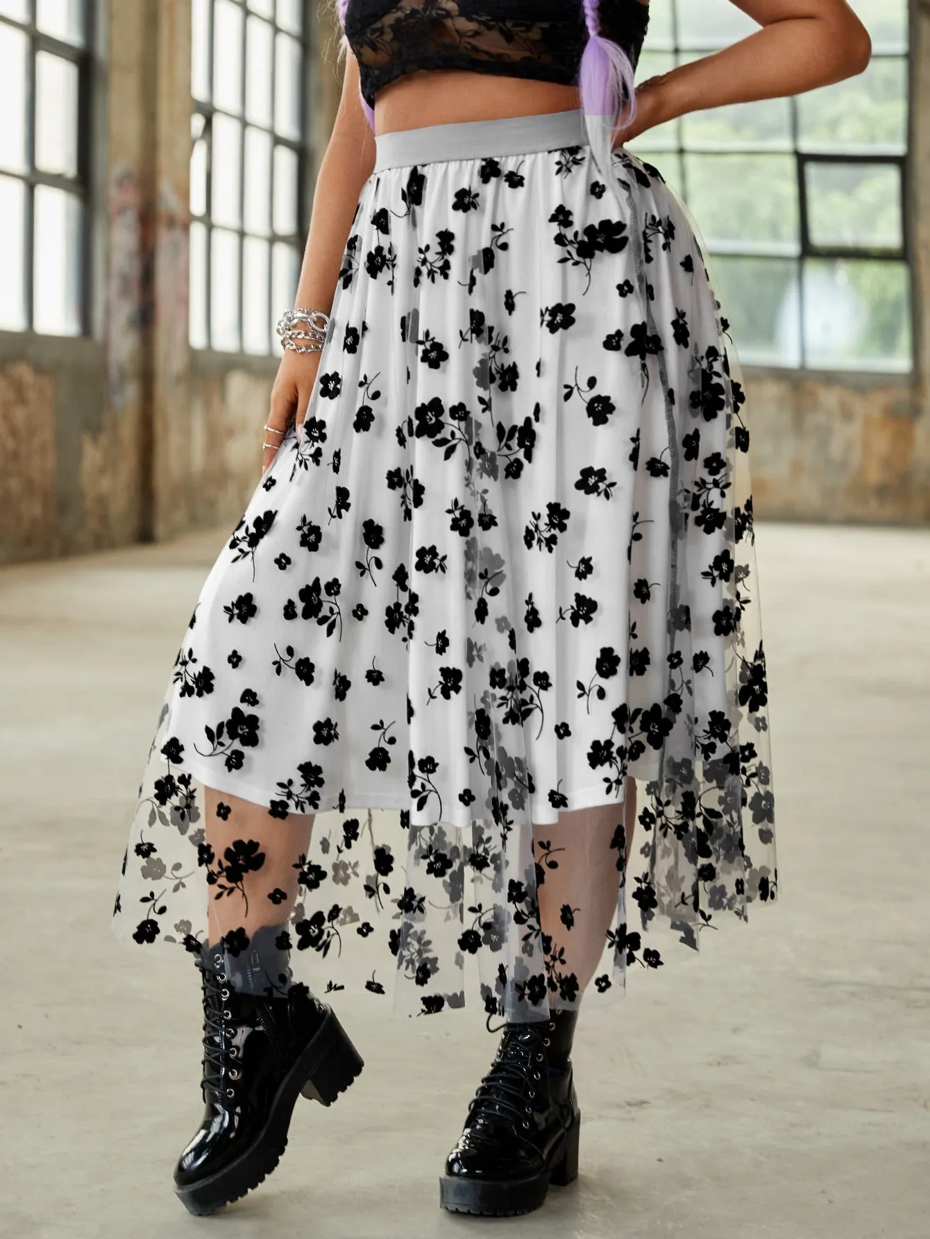 All Over Print Long Plus Size Skirts
