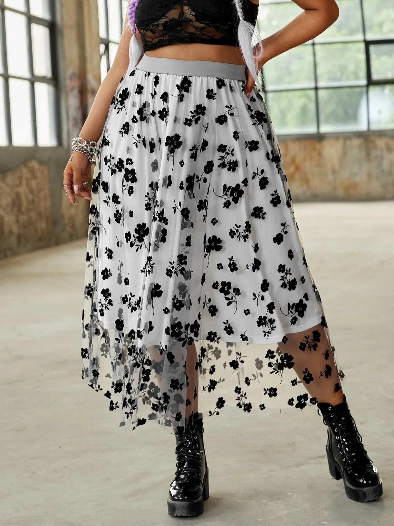 All Over Print Long Plus Size Skirts