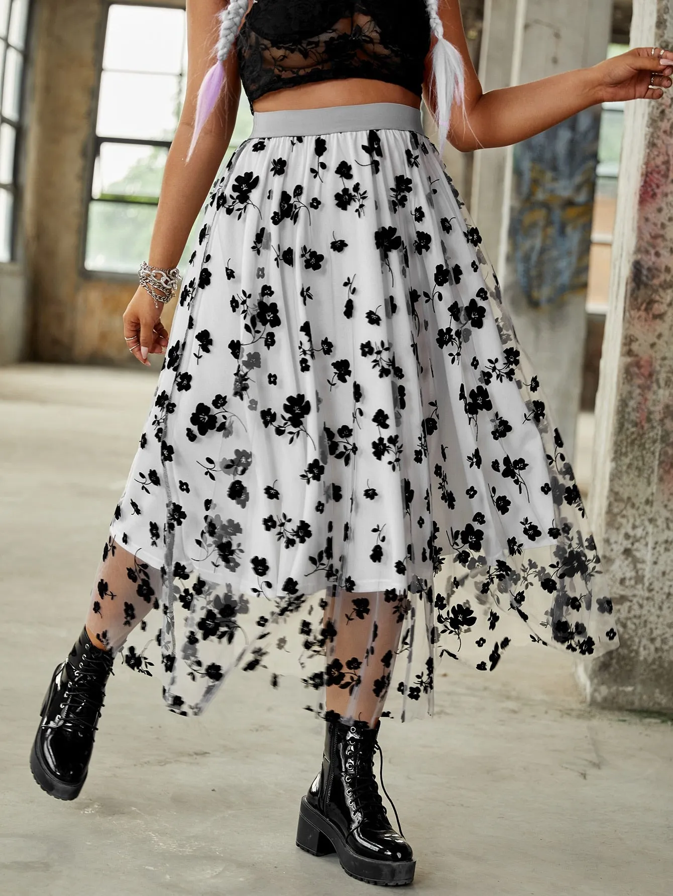 All Over Print Long Plus Size Skirts