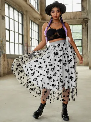 All Over Print Long Plus Size Skirts