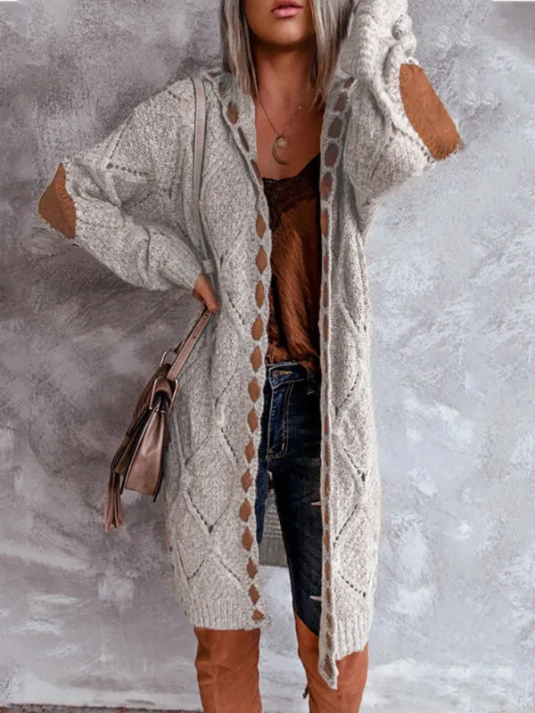 Allie Casual Panel Hooded Colorblock Cardigan Sweater
