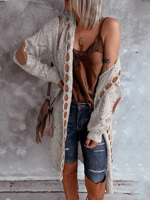 Allie Casual Panel Hooded Colorblock Cardigan Sweater