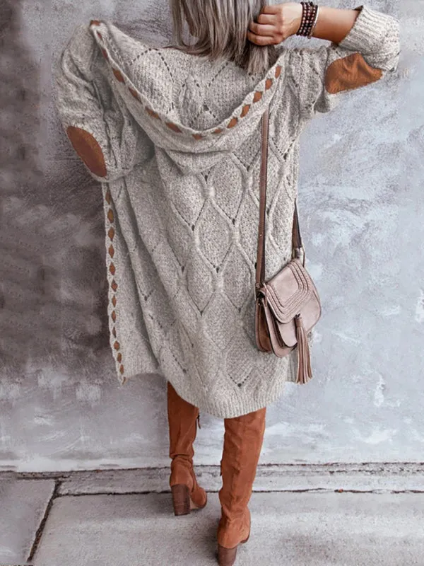Allie Casual Panel Hooded Colorblock Cardigan Sweater