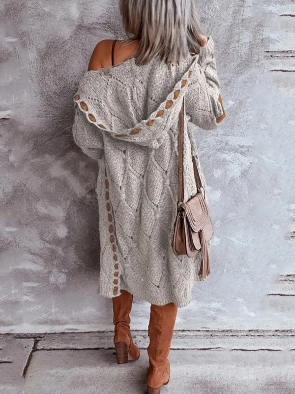 Allie Casual Panel Hooded Colorblock Cardigan Sweater