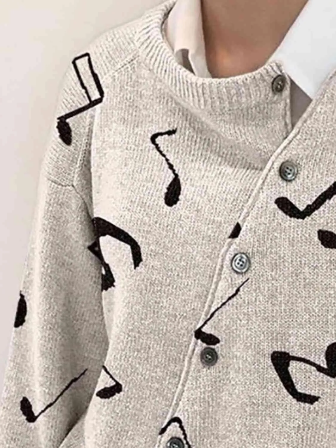 Asymmetric Detail Button Cardigan