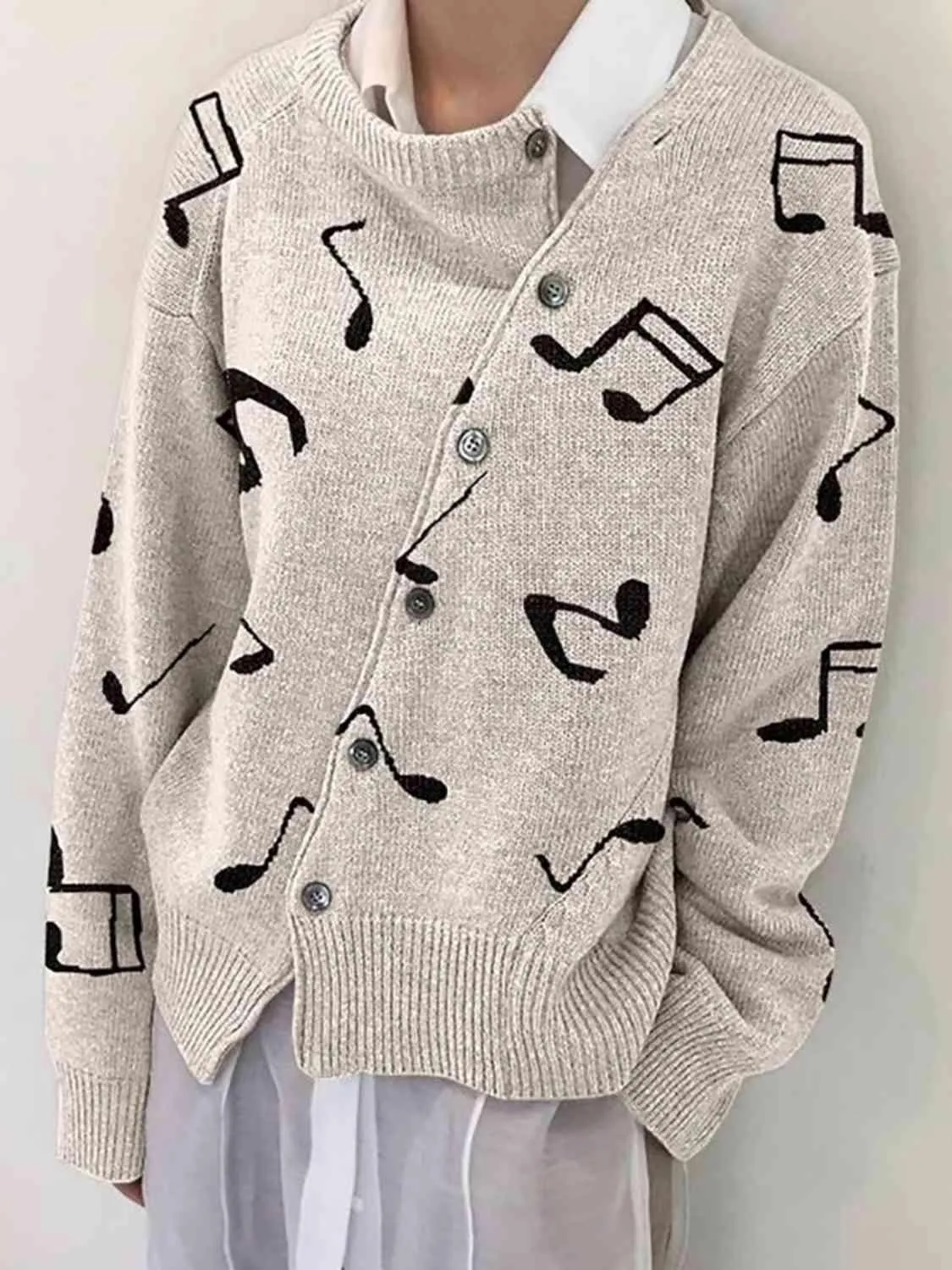 Asymmetric Detail Button Cardigan