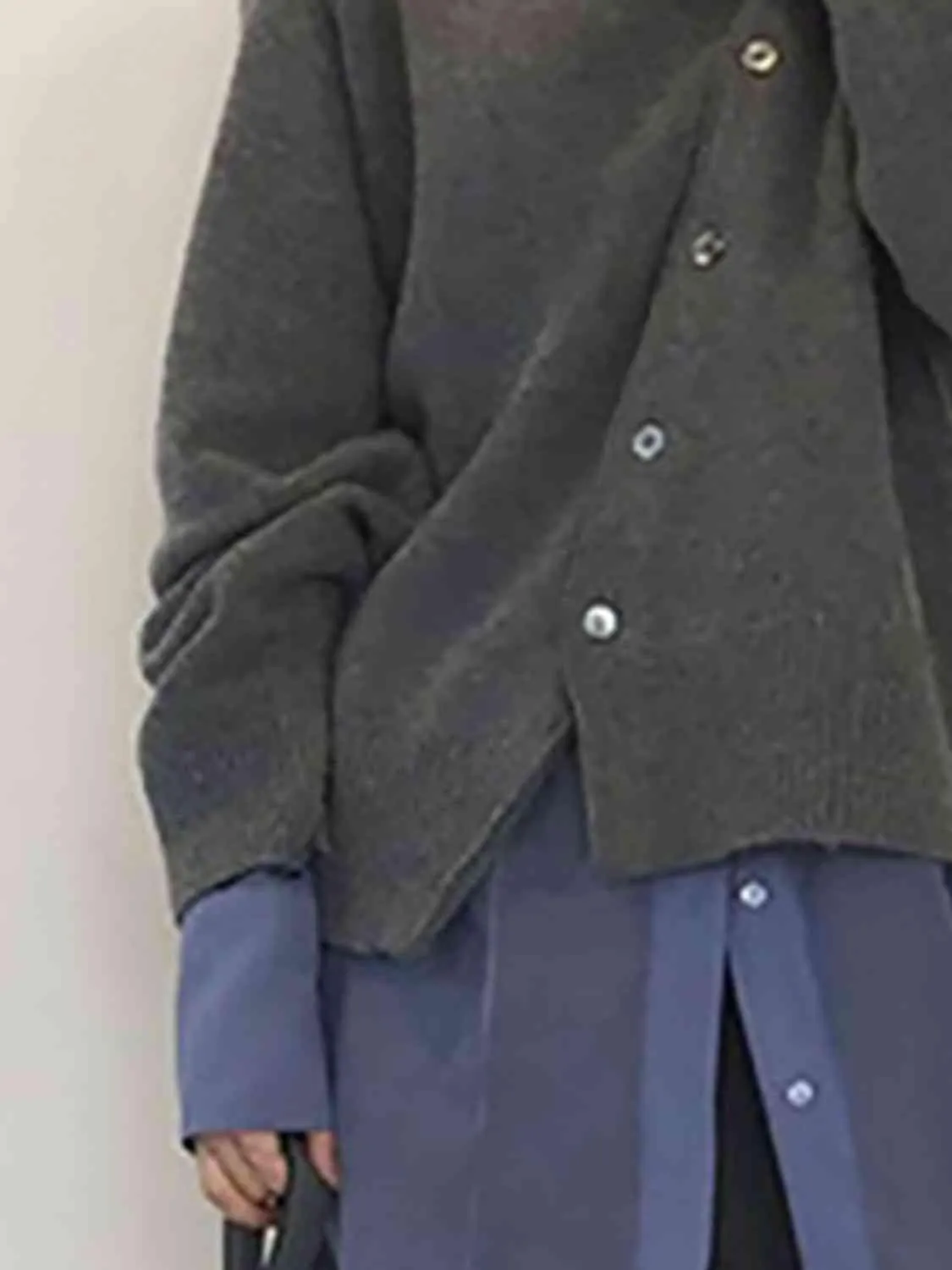 Asymmetric Detail Button Cardigan