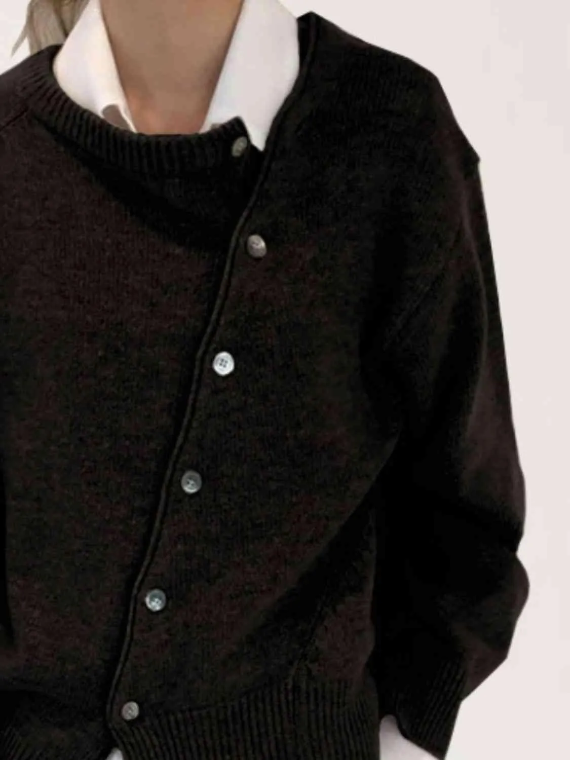 Asymmetric Detail Button Cardigan