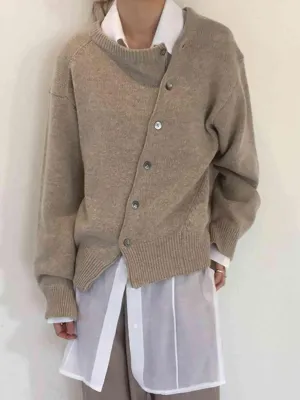 Asymmetric Detail Button Cardigan