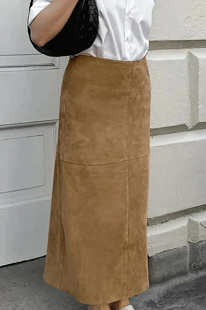 Autumn Maxi Suede Skirt
