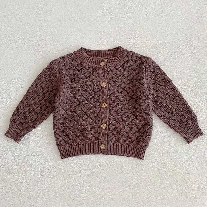 Baby Girls Long Sleeves Floral Embroidery Knitted Cardigans