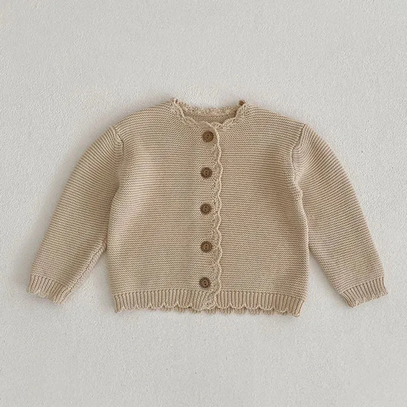 Baby Girls Long Sleeves Floral Embroidery Knitted Cardigans