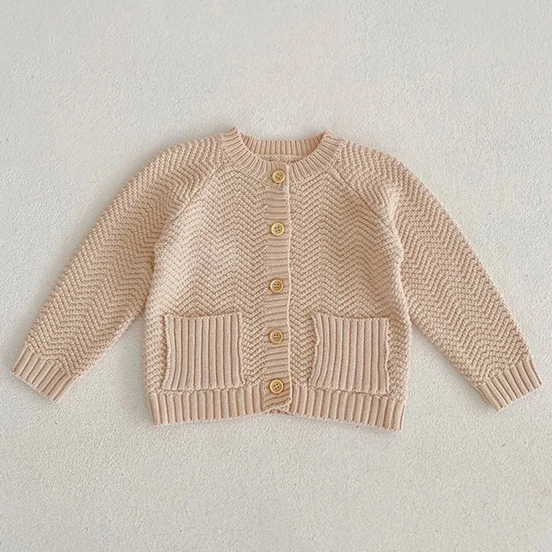 Baby Girls Long Sleeves Floral Embroidery Knitted Cardigans