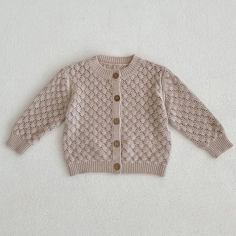 Baby Girls Long Sleeves Floral Embroidery Knitted Cardigans
