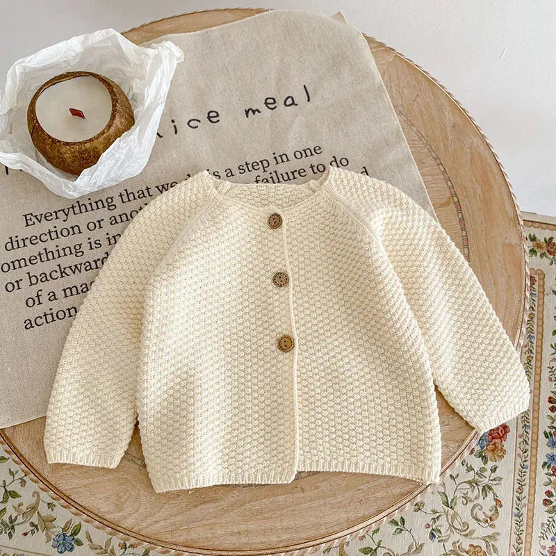 Baby Girls Long Sleeves Floral Embroidery Knitted Cardigans