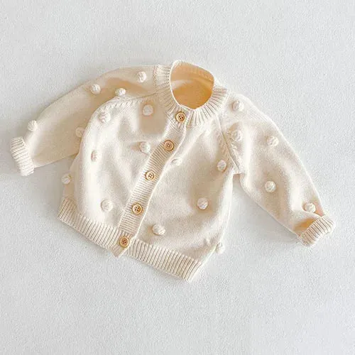 Baby Girls Long Sleeves Floral Embroidery Knitted Cardigans
