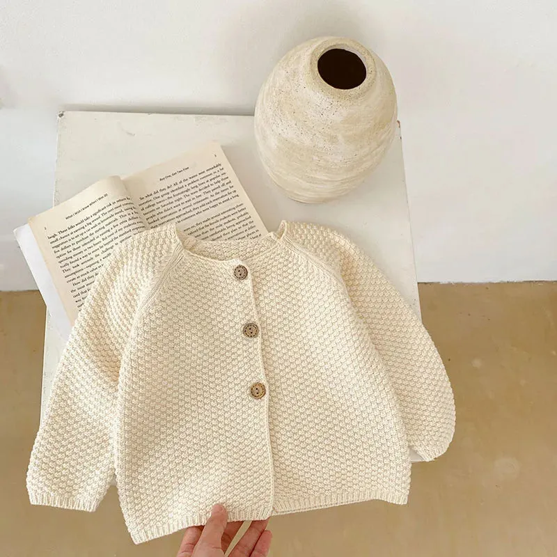 Baby Girls Long Sleeves Floral Embroidery Knitted Cardigans