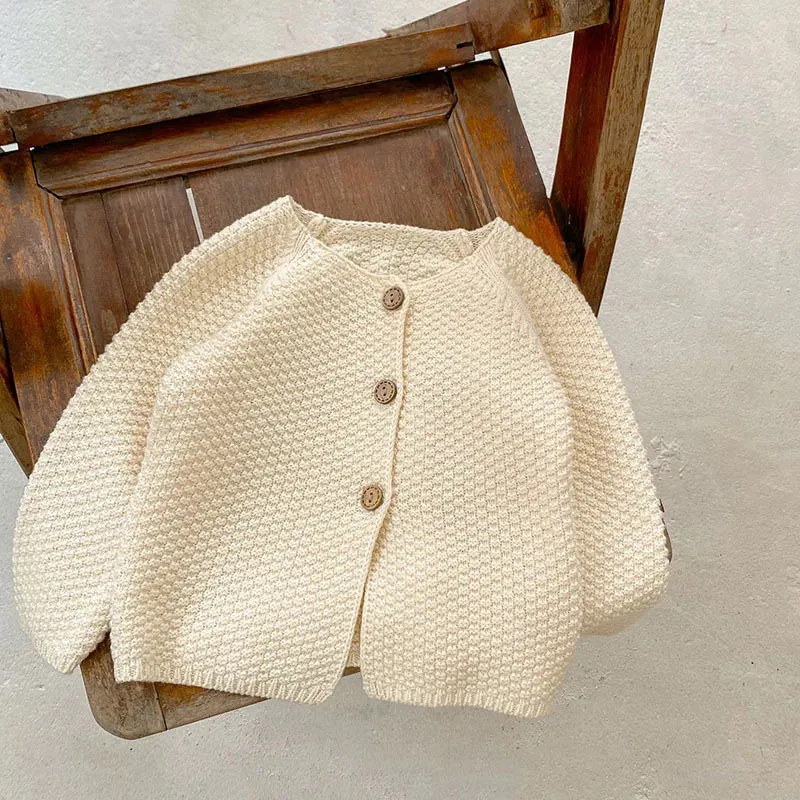 Baby Girls Long Sleeves Floral Embroidery Knitted Cardigans