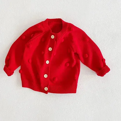 Baby Girls Long Sleeves Floral Embroidery Knitted Cardigans