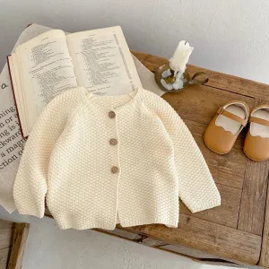 Baby Girls Long Sleeves Floral Embroidery Knitted Cardigans