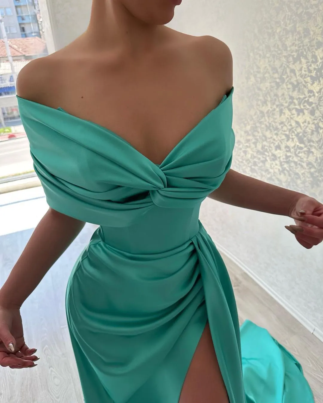 Beautiful Long A-line Off-the-shoulder Prom Dress With Slit