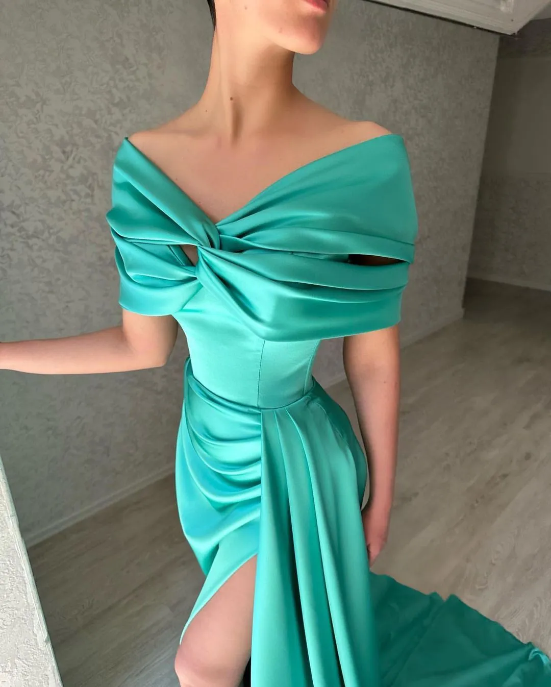 Beautiful Long A-line Off-the-shoulder Prom Dress With Slit
