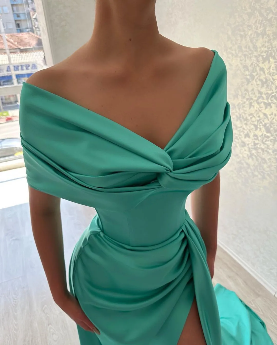 Beautiful Long A-line Off-the-shoulder Prom Dress With Slit
