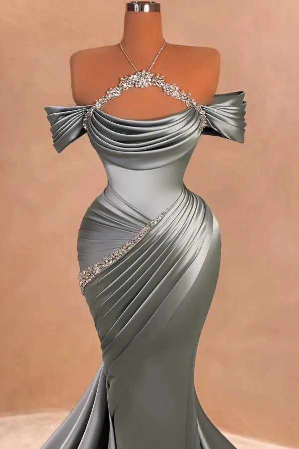 Beautiful Off The Shoulder Mermaid Long Satin Prom Dress