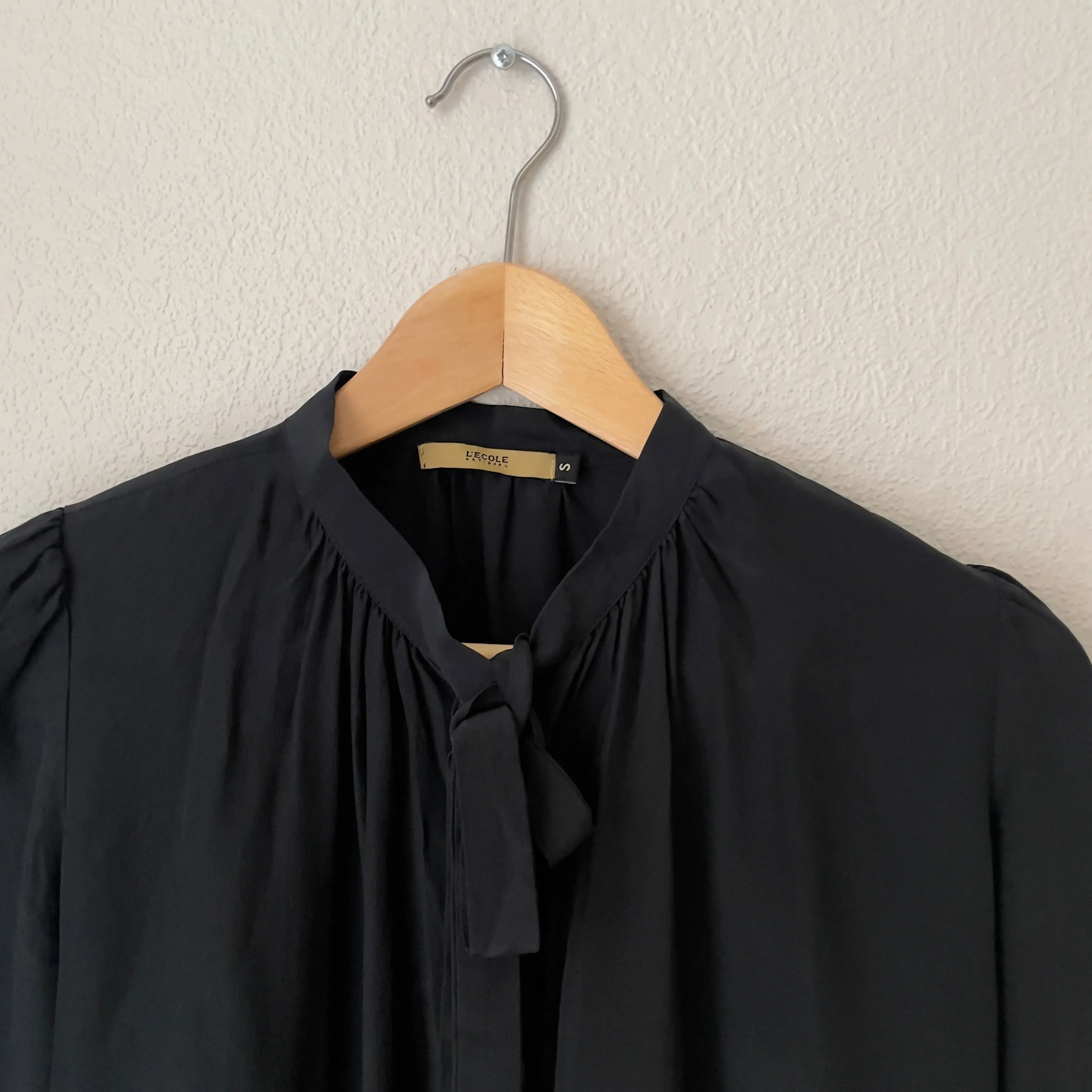 Black Bow Tie Silk Blouse
