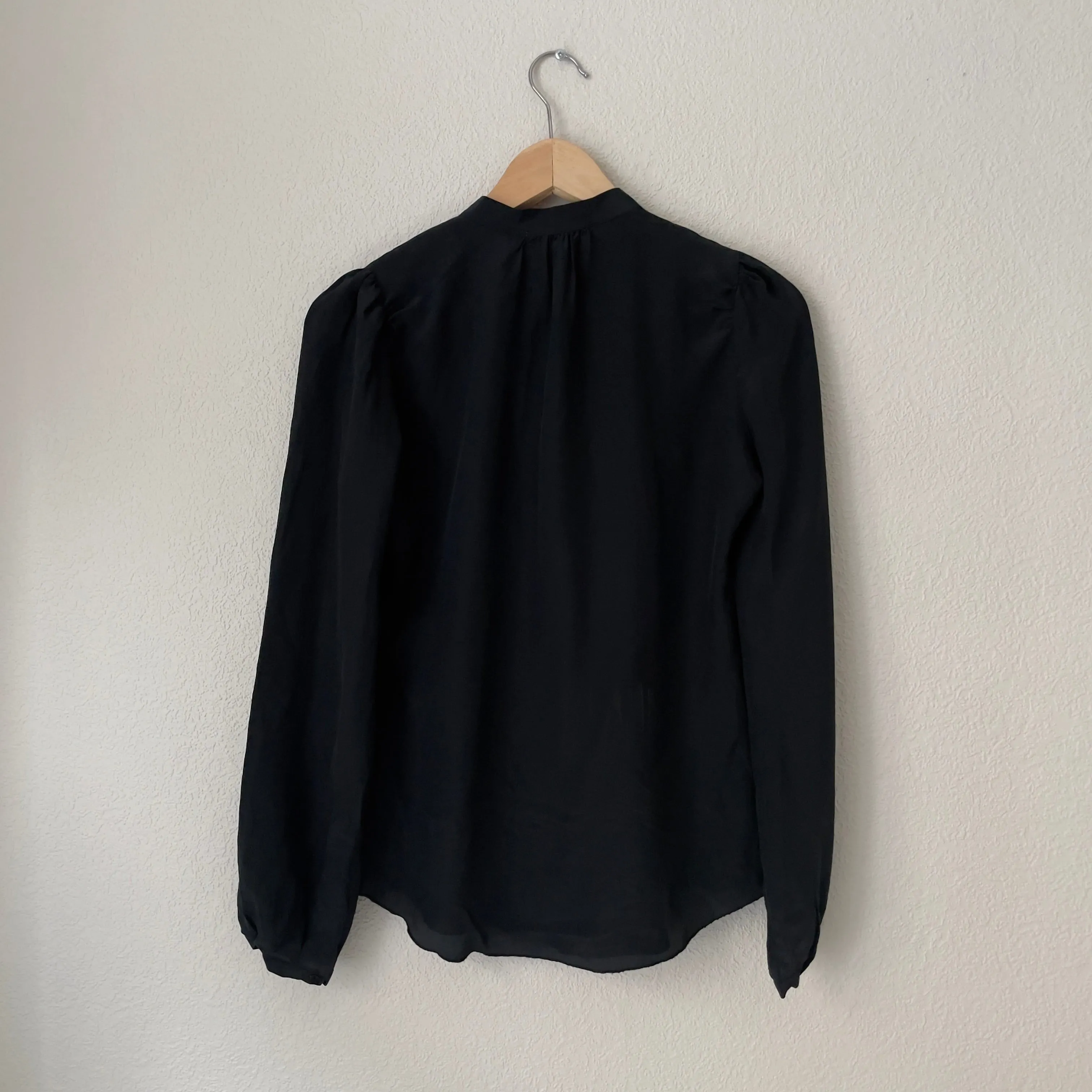 Black Bow Tie Silk Blouse