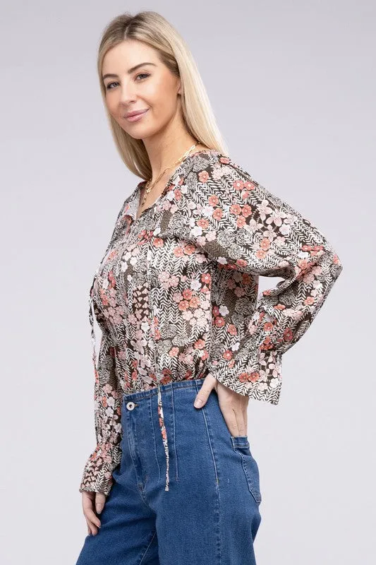 Blossom Whisper Long Sleeve Floral Blouse