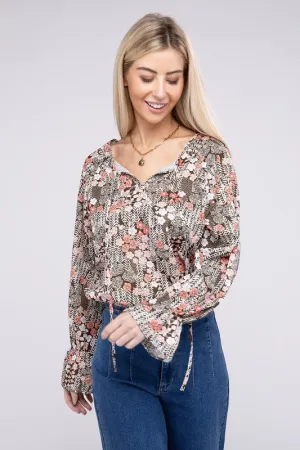 Blossom Whisper Long Sleeve Floral Blouse