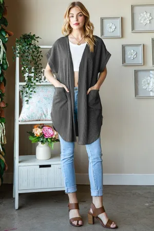 Cassandra Short Sleeve Cardigan - Charcoal