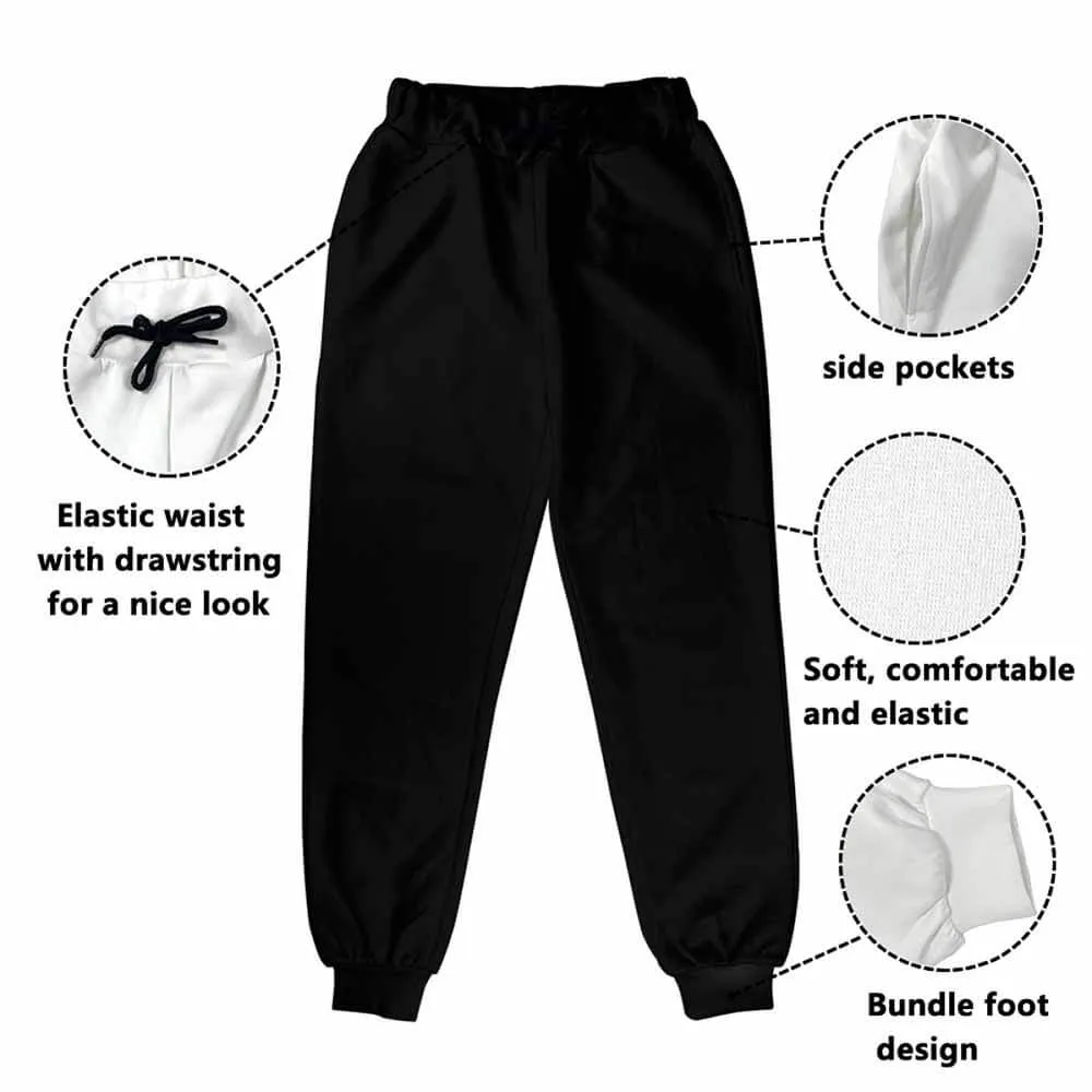 Classic Solid Color Black Casual Elastic Drawstring Pants